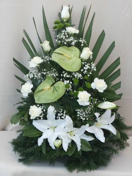 Koszorú - Zöld-fehér dekoratív koszorú