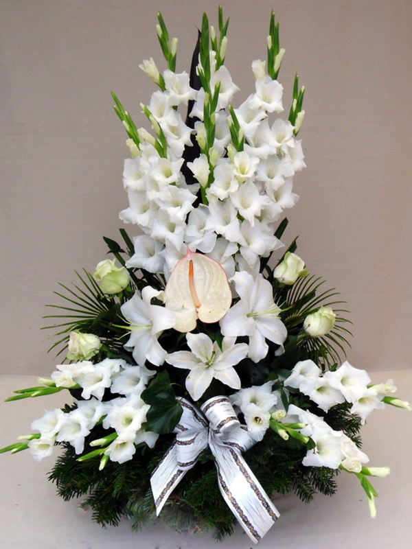 Koszorú - Fehér kardvirágos dekor koszorú