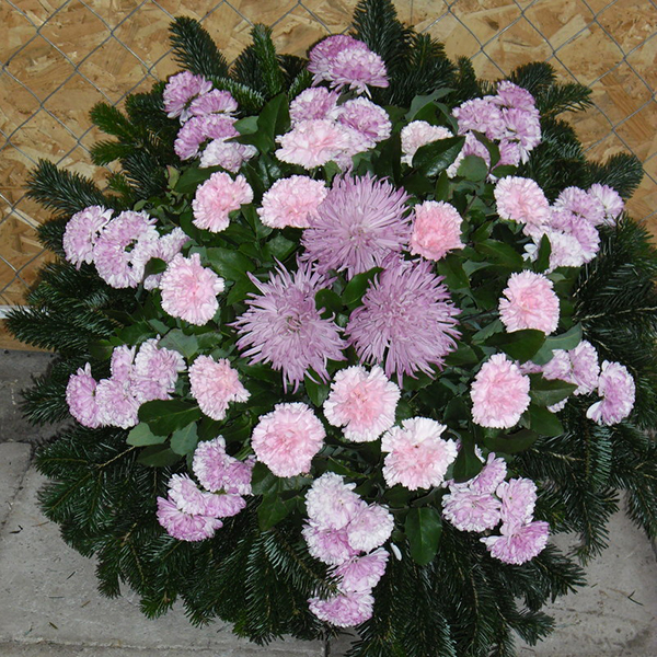 Koszorú - Mindenszenteki rózsaszín lila koszorú
