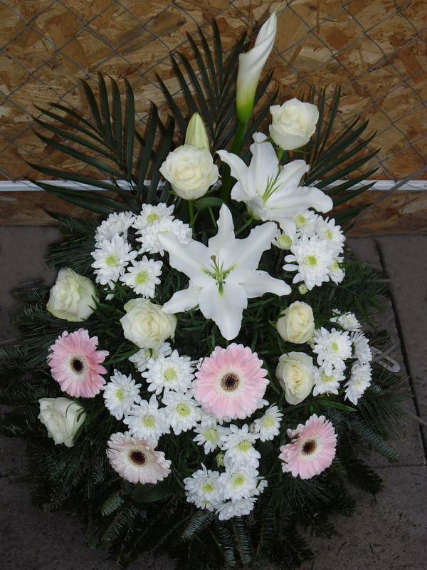 Koszorú - Fehér rózsaszín vegyes dekor koszorú
