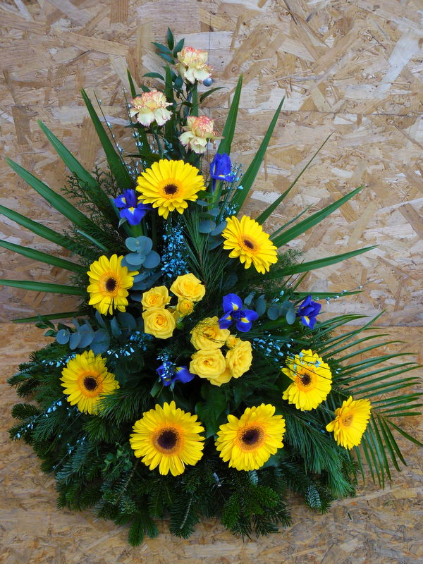Koszorú - Sárga vegyes kis lilával dekor 